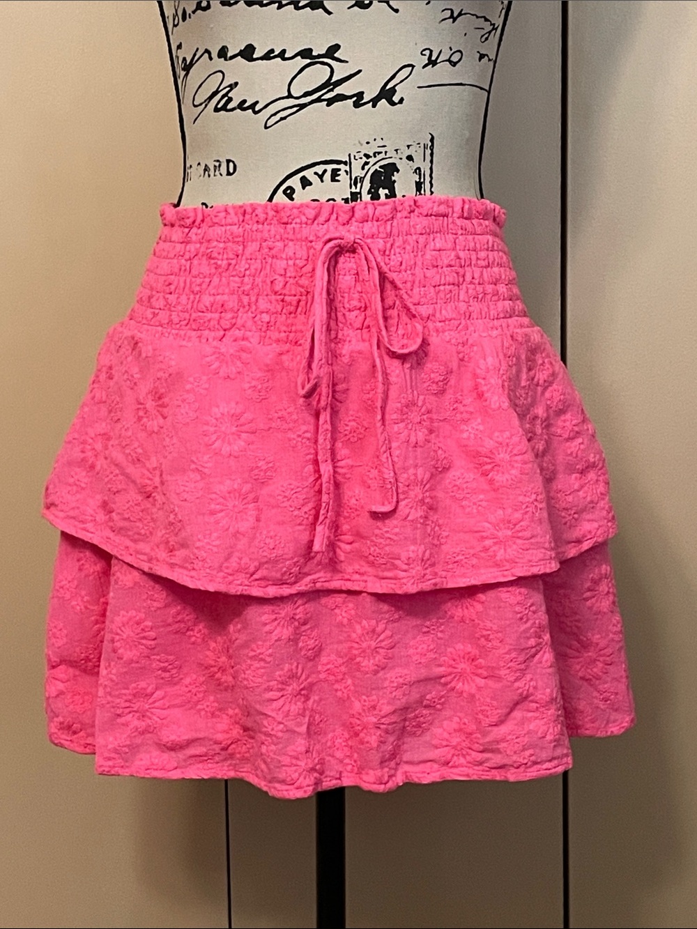 Ash Hot Pink Tiered Floral Skirt